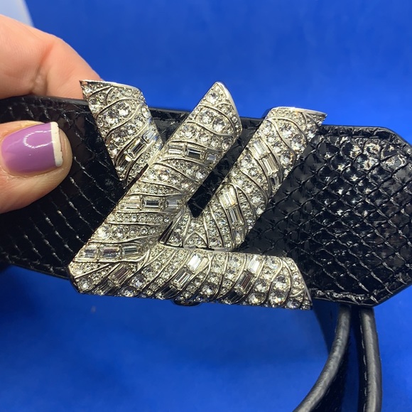 Rare Louis Vuitton Crystal & Python Leather Belt - Picture 2 of 11